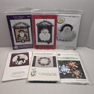 Lot of 6 Christmas Wall Quilt Applique Pattern Uncut Santa Reindeer Snowflake